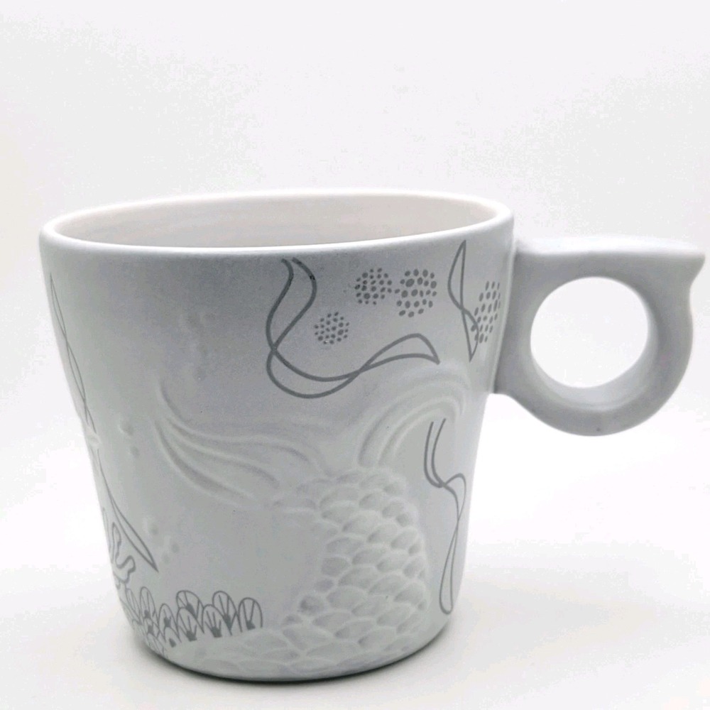 Starbucks Embossed Siren Mermaid Tail 2016 Anniversary Mug‎ 12 oz Gray Whimsical